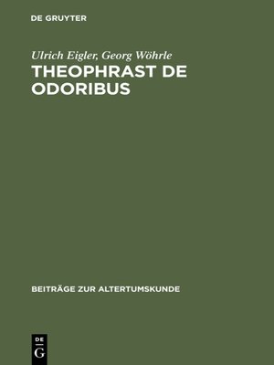 cover image of Theophrast De odoribus